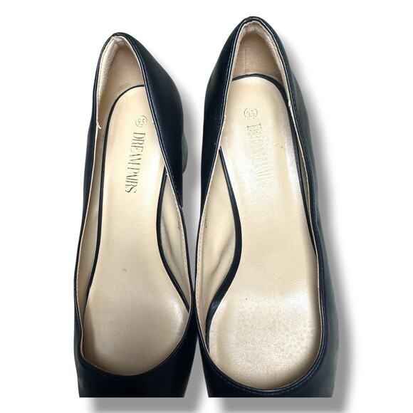 Dream Pairs Black Pointed Toe Pumps Women’s Size 9.5 Block Heel Slip On Shoes - Picture 6 of 11